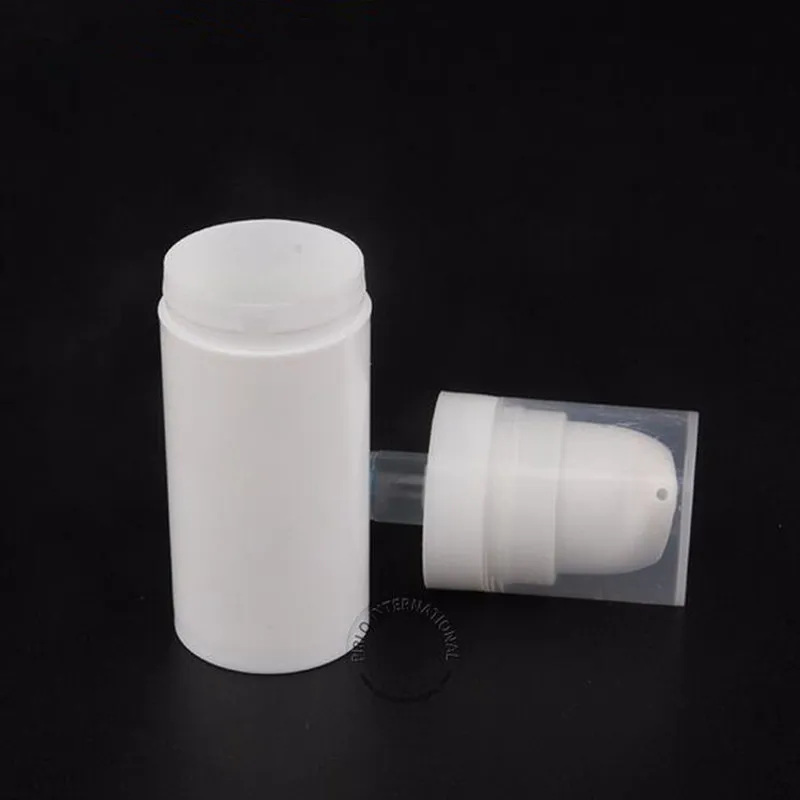 Белая пластиковая бутылка распылитель для безвоздушного лосьона объемом 15 мл 50