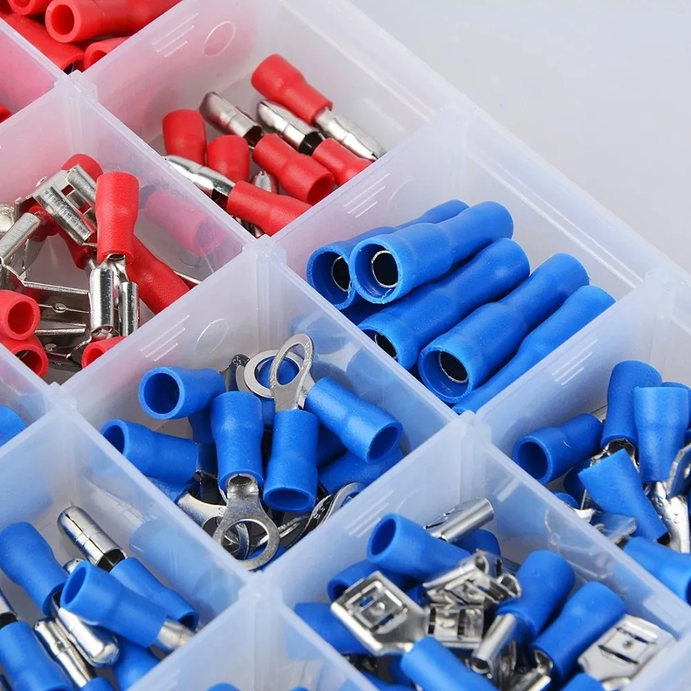 

140pcs Insulated Terminals Electrical Crimp Connector Butt Spade Ring Fork Set Electrical Wire Crimp Terminals Spade Connectors