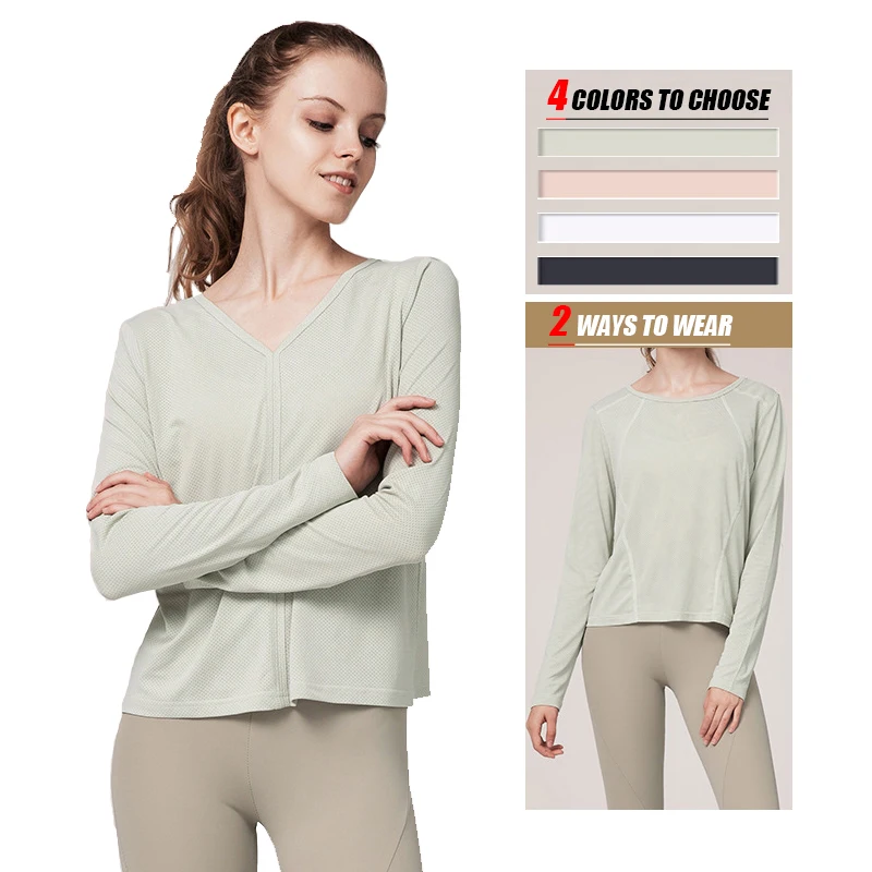 Женская рубашка 2 способа ношения спортивный топ с длинным рукавом женская