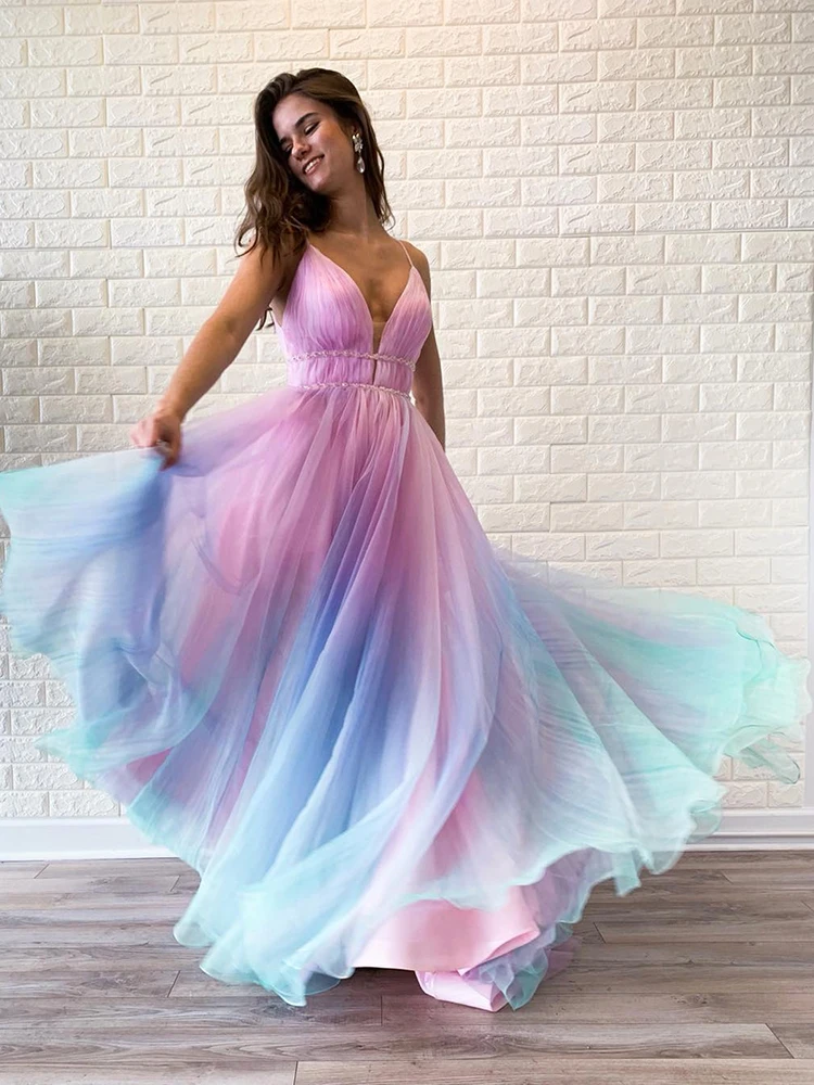 

Textured Ombre 2020 Prom Dresses Organza Long Evening Dresses with ruched bodice Ball Gown Pageant Party Gowns