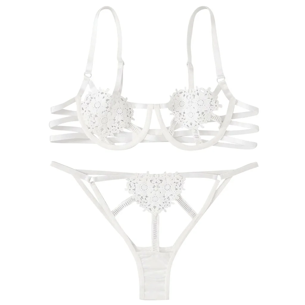 

Floral Lace Underwear See Through Sexy Lingerie Women Erotic G-string Bra Thong Porno Mujer Temptation Costume Intimate Babydoll