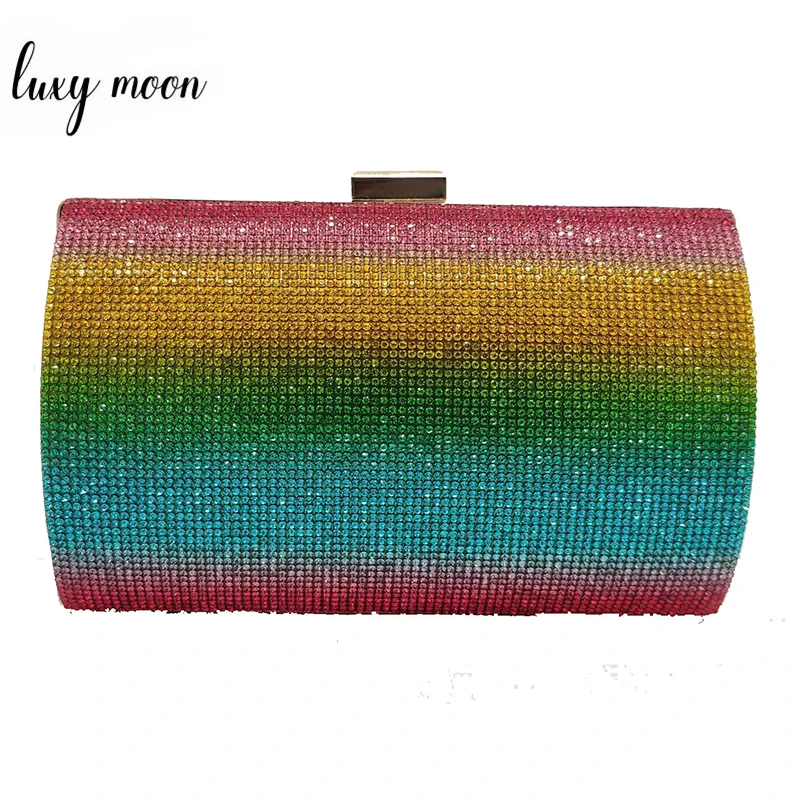 Роскошная Свадебная Сумка клатч для женщин радужные стразы сумочка и Женская