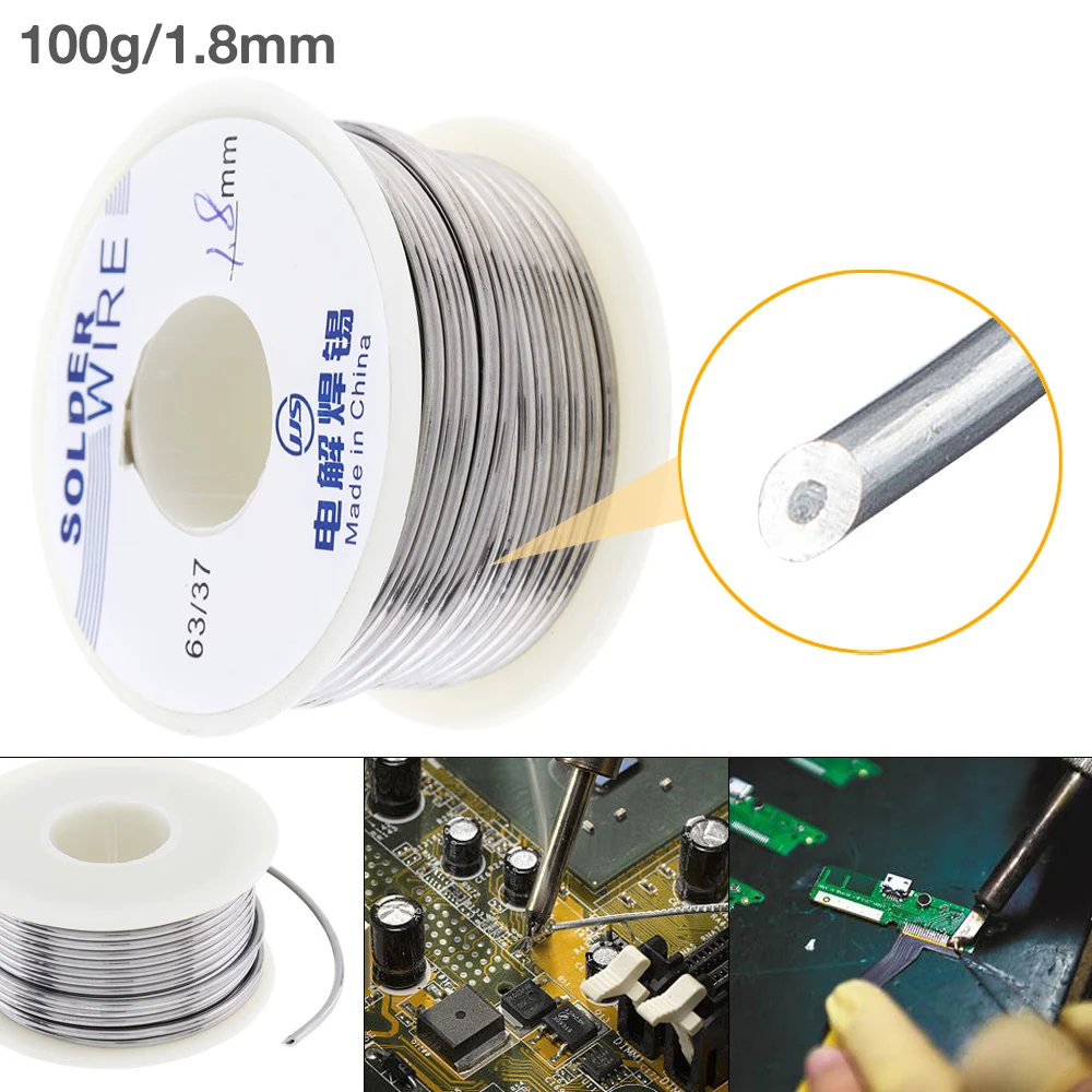 

63/37 100g 1.8mm No Clean Rosin Core Solder Tin Wire Reel Tin Lead Wire w/ 2% Flux Low Melting Point for Electric Soldering Iron