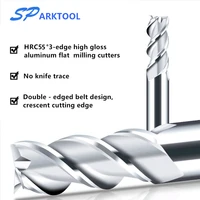 hrc55 3 flute flat milling cutter aluminium wood copper processing cnc router tungsten steel sprial bit carbide end mill