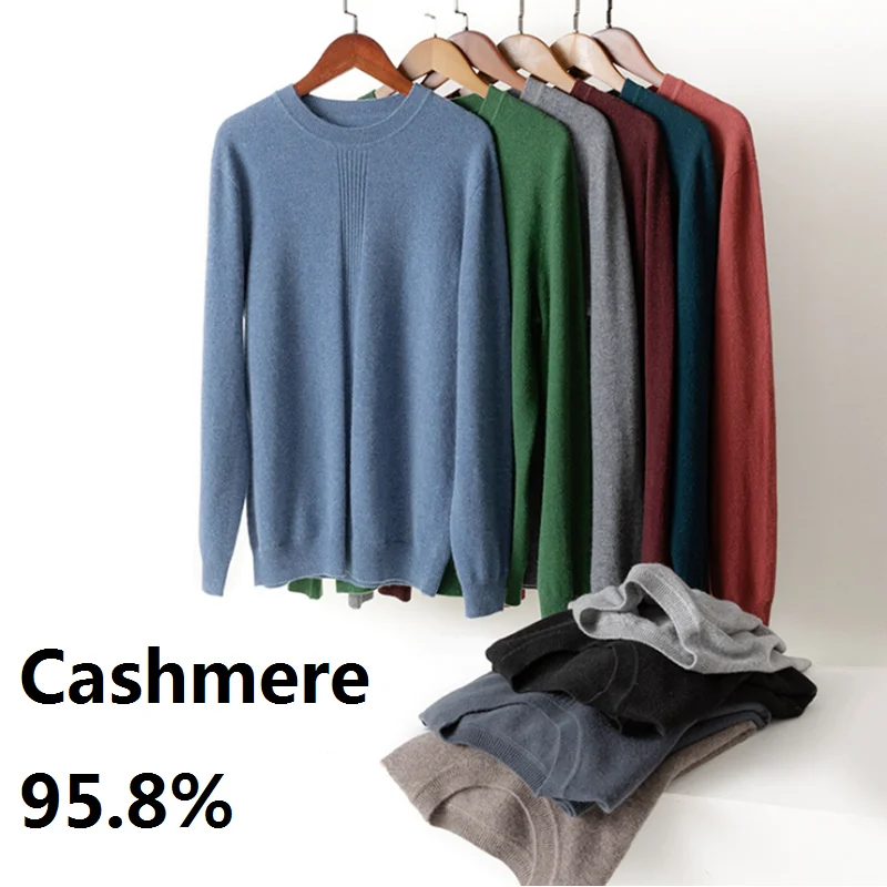 

Кашемир 96%, бесшовный вязаный полосатый свитер средней плотности, Мужская одежда, классические модные мужские свитера для зимы, пуловер, дже...