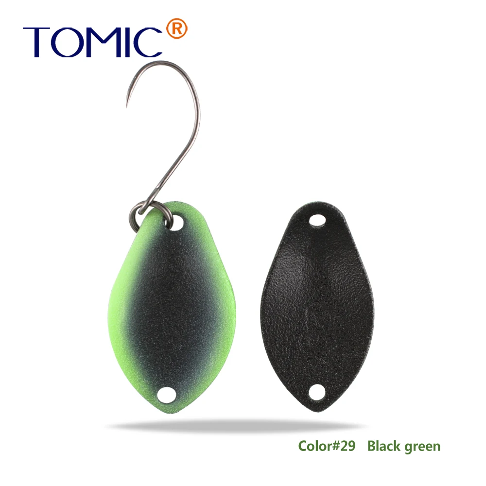 black green Томик 2 г микро рыболовные приманки латунные форели ложки металлические приманки воблер форель зона pesca Спиннер приманка - Цвет: black green
