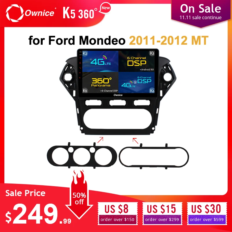 Ownice 10," Android 9,0 Восьмиядерный автомобильный радиоприемник K3 K5 K6 для Ford Mondeo 2011 2012 gps аудио dvd-плеер 64G rom DSP 4G LTE DVR