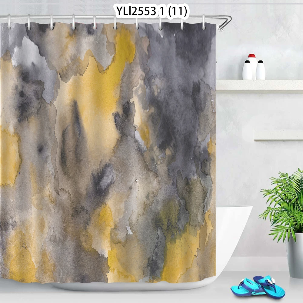 

Marble Effect Curtain for The Bathroom Quicksand Shower Curtain Landscape Decoration for Bathroom Waterproof Bathroom Curtains