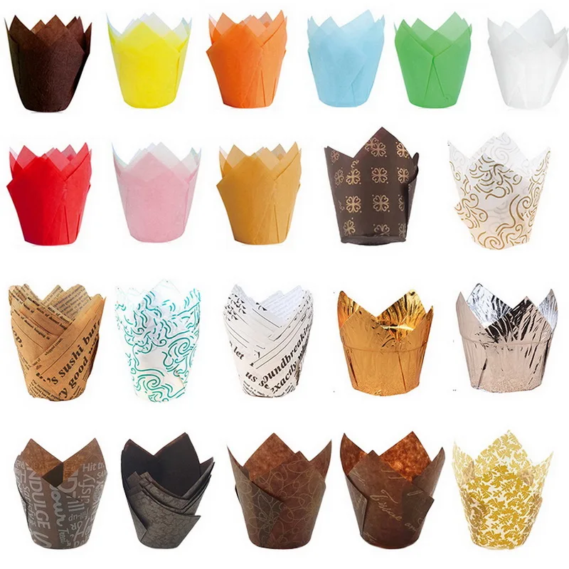 

50pcs Cupcake Paper Cupcake Liners Muffin Cups For Baking For Wedding Caissettes Tulip Muffin Paper Cup Oilproof Cake Wrapper