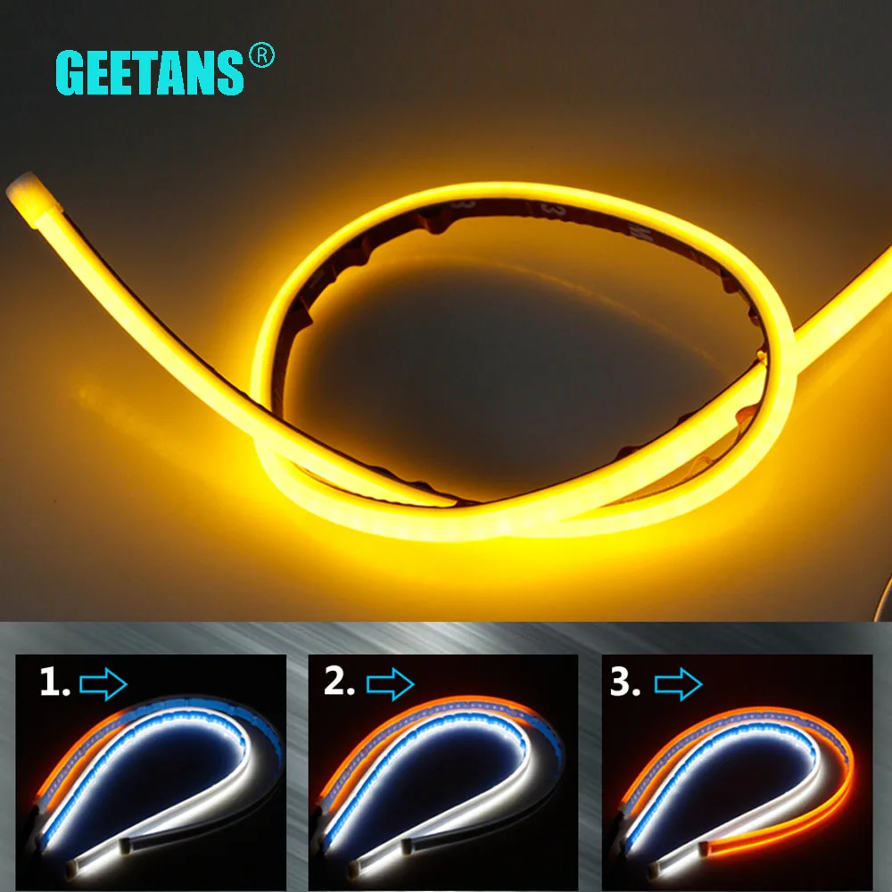 

2PCS Cars DRL LED Daytime Running Lights Flexible Waterproof Soft White Red Blue Yellow Pink Strip Auto Lamp for Car Headlight
