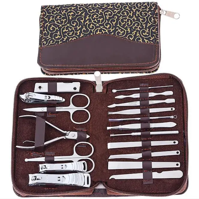 

new style new colors Zipper bag nail clippers set nail tools carbon steel 18pcs/set
