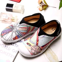 uin wheel design painted canvas shoes women trendy slip on loafers ladies travel flats fashion sneaker