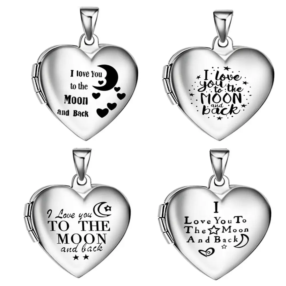 Дропшиппинг нержавеющая сталь любящее сердце фотографии медальон Цепочки и