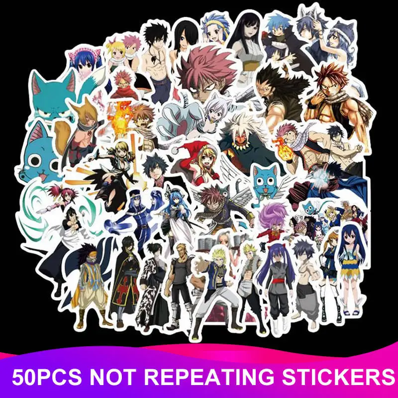 Fairy Tail 50pcs 50 шт./упак. водонепроницаемый японский аниме Фея Наклейки на заднее стекло скейтборд чемодан мотоцикл наклейки для ноутбука Классическая Детская игрушка - Цвет: Fairy Tail 50pcs