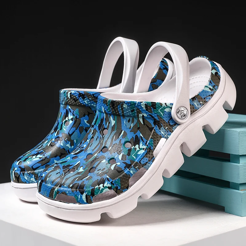 

Summer Comfortable Men's Garden Clogs Camouflage Breathable Injection Shoes Casual Sandal Woman Beach Slippers Water Shoes