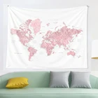 Светильник-розовая и бесшумная розовая карта мира с городским гобеленом, Обложка, коврик для йоги, украшение для дома, настенное украшение