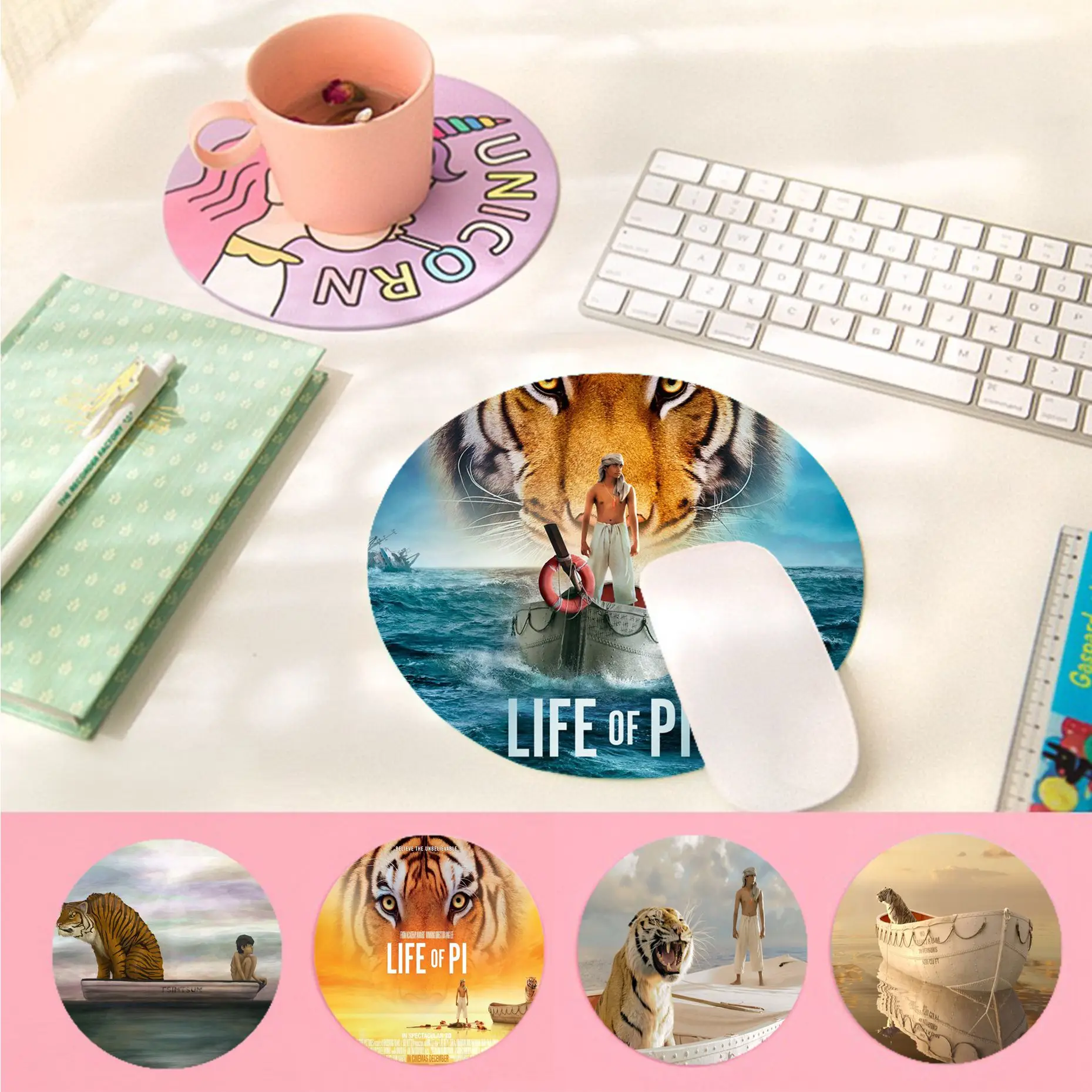 

Красивый круглый коврик для мыши в стиле аниме Disney Life of Pi, компьютерный коврик, нескользящий коврик для ноутбука и ПК, коврик для мышки, игров...
