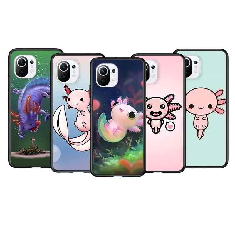 

Cute Animal Axolotl For Xiaomi Mi 11T 10T 11 10 Ultra Lite Note10 9 9T SE 8 Pro A3 5G Silicone Black Phone Case Cover