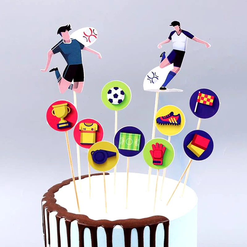 Футбол тема торт топпера День рождения украшения Счастливый малыш душ Мальчики