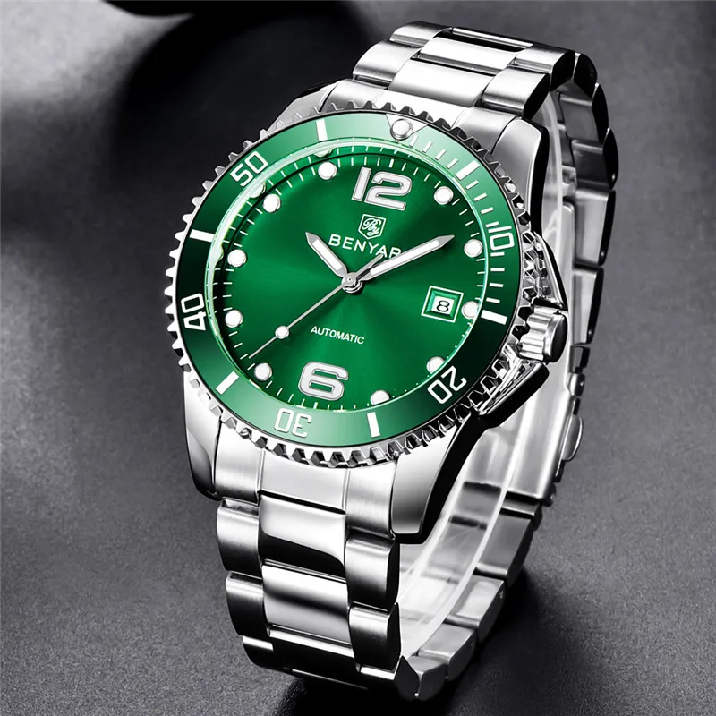 Мужские автоматические механические Спортивные часы Benyar Роскошные военные