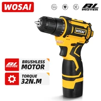 wosai 16v max brushless cordless drill 32n m electric screwdriver 251 torque settings 2 speeds mt series power tools