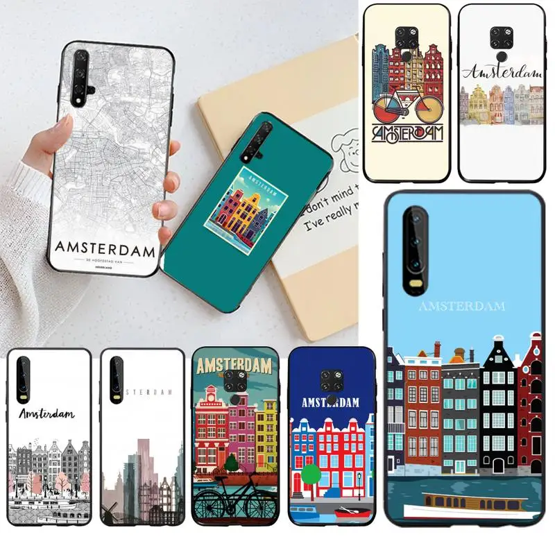 

amsterdam City poster Soft Silicone Black Phone Case for Huawei P40 P30 P20 lite Pro Mate 20 Pro P Smart 2019 prime