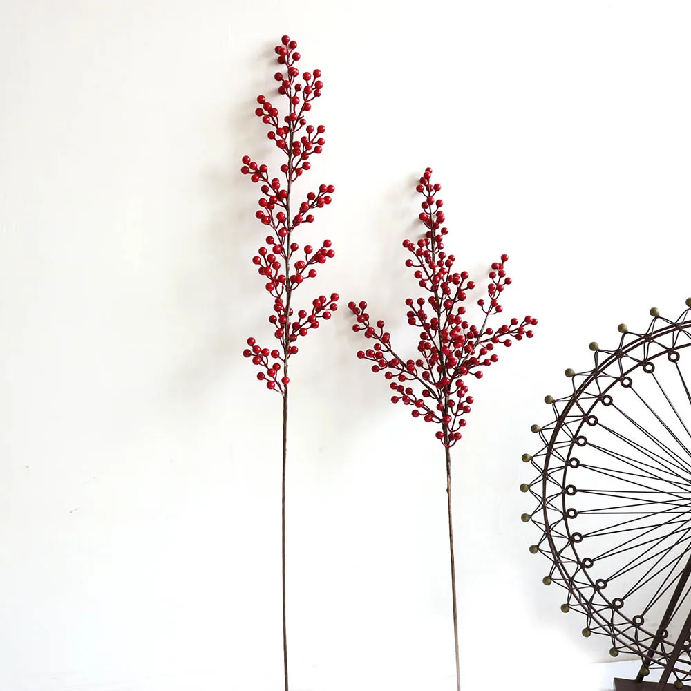 

Dried flower berry simulation flower long stem holly red fruit acacia red bean Christmas and New Year wedding floor decoration