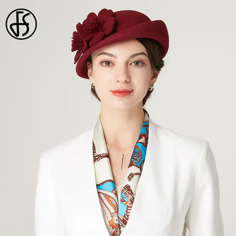 FS шерсть для торжественного случая синие женские фетровые шляпы берет черный
