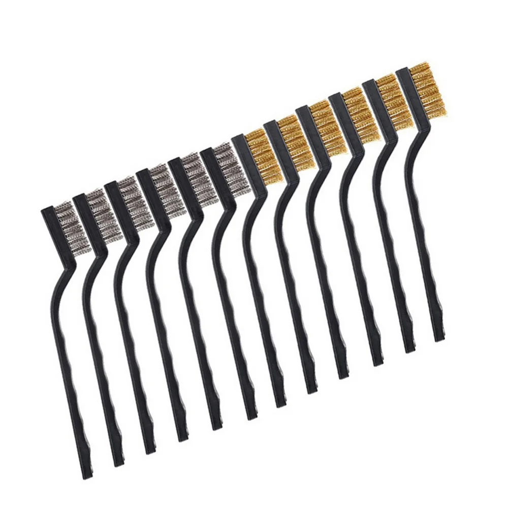 

7 Inch Industrial Steel Wire Toothbrush Micro Steel Brass Rust Remover Paint Remove Metal Scrubbing Polishing Burring Brush