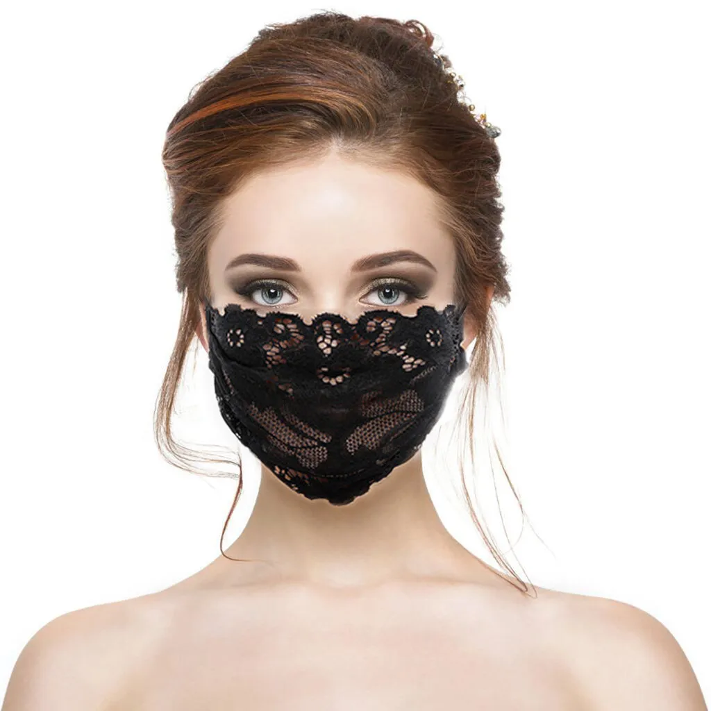 Женские Модные смываемая маска один слой с вышивкой черного цвета кружевные