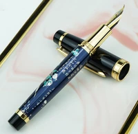 hongdian 1837 metal fountain pen blue magpie hand drawing chinese style iridium effbent nib ink pen business office writing