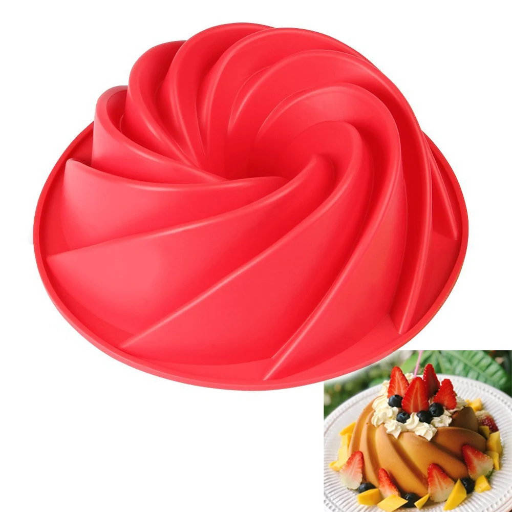 Large hollow round 9 inch chiffon cake mold gear plate silicone cake mold Pudding Jelly baking tool easy to release