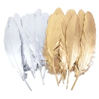 10pcs arts crafts goose feather gold silver white feathers for needlework clothing sewing accessories diy craft wedding decor