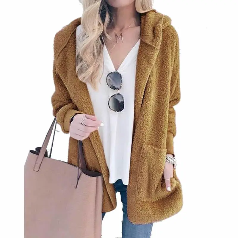 Винтажное Женское пальто из искусственного меха модные однотонные теплые