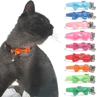 adjustable cute tie nylon cat collar with bell kitten bow pet products