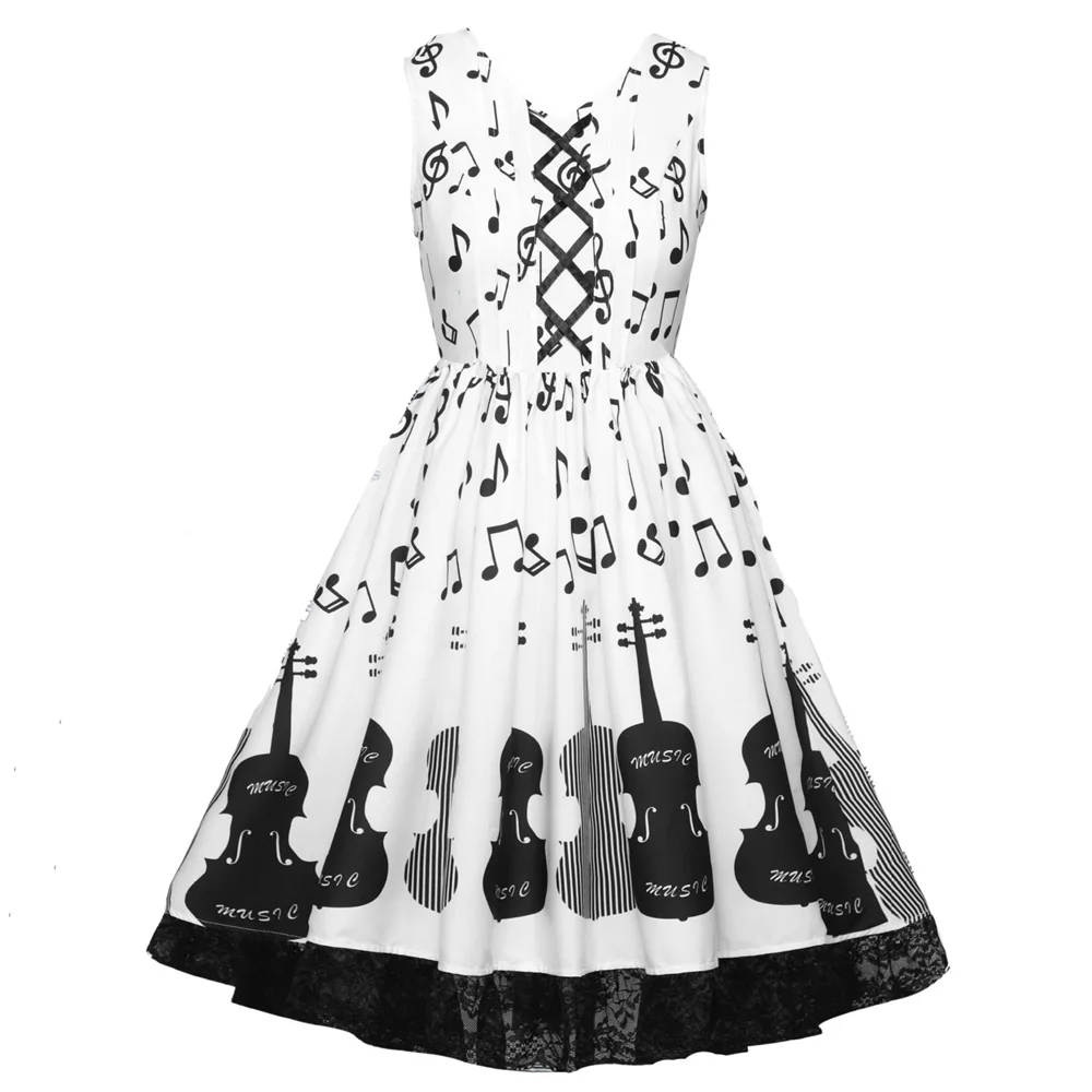 Женское винтажное платье размера плюс 5XL летнее в стиле ретро с музыкальными