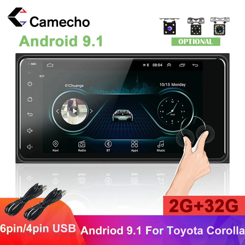 Camecho 2Din автомобильный Радио Android мультимедийный плеер GPS навигация MP5 2.5D экран 2din