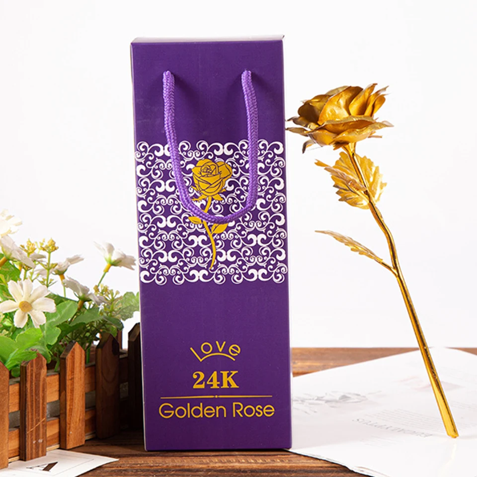 Golden Tronzo, дропшиппинг, креативный подарок на день Святого Валентина, покрытый фольгой 24 K, Золотая Роза с пьедесталом, романтический подарок для любимой/подруги - Цвет: Golden
