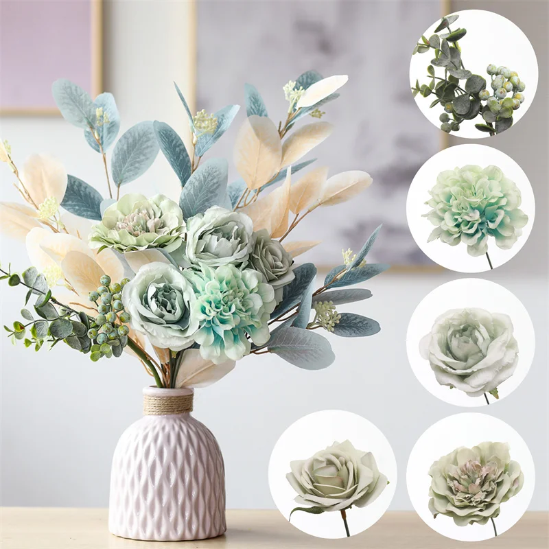 

Multi Styles Artificial Fake Flower Leaves Ornaments Chrysanthemum Rose Peony Wedding Home Parlor Bathroom Bouquet Decoration