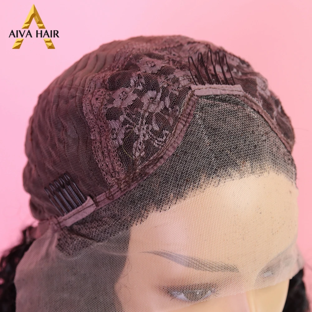 

Aiva Hair Black Curly Synthetic Lace Front Wig Glueless Ombre Brown Pink Wig Heat Resistant Cosplay Synthetic Wigs For Women