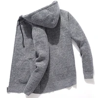 hooded knitted man sweater fleece cardigan oversized mens sweater winter casual solid hoodies sweater homme knitted men coats