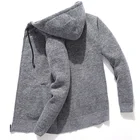 Мужской флисовый кардиган, повседневный Однотонный свитер с капюшоном, большого размера, для зимы
