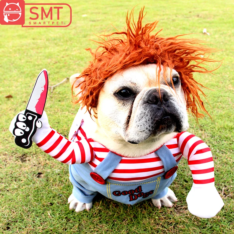 Костюмы для собак на Хэллоуин забавная игрушечная кукла парик одежда домашних