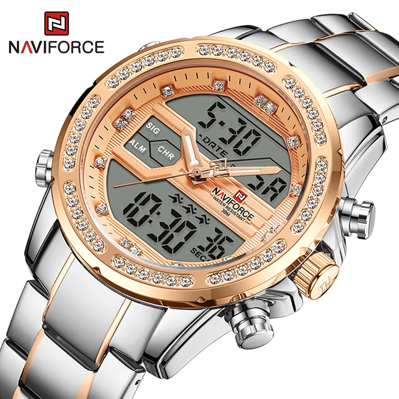 

NAVIFORCE Fashion LED Dual Display Watch For Men Luxury Quartz Waterproof Man watch Military Sport Male Clock Relogio Masculino