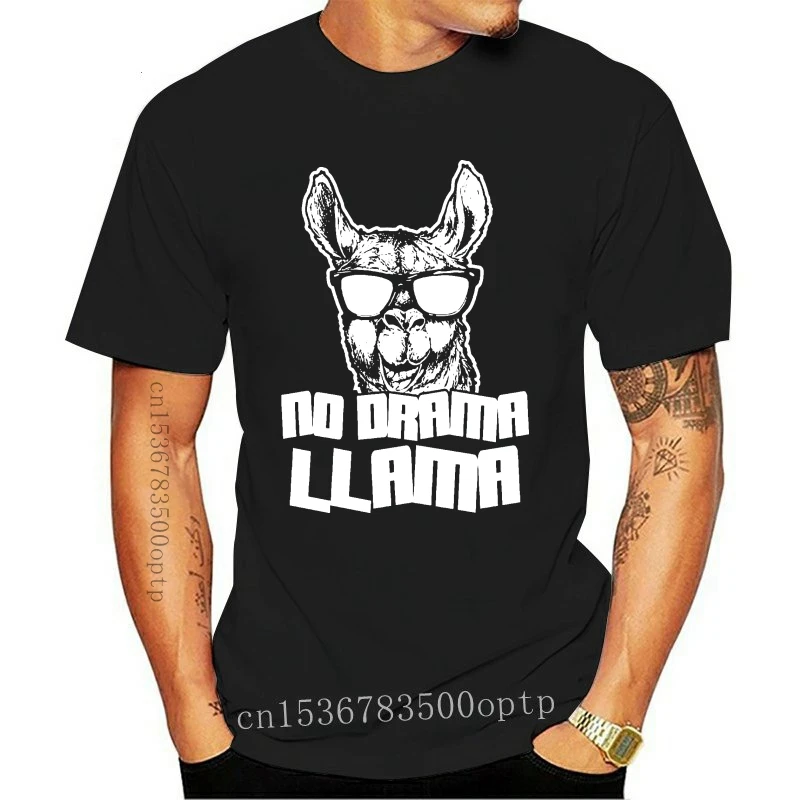 

New 2021 Fashion 100% Cotton Slim Fit Top No Drama Llama TShirt Funny Gift College Summer Hipster Holiday Party Cotton Tee Print