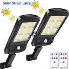 Уличный светодиодный светильник на солнечной батарее, водонепроницаемая настенная лампа с ИК датчиком движения и дистанционным управлением, светильник