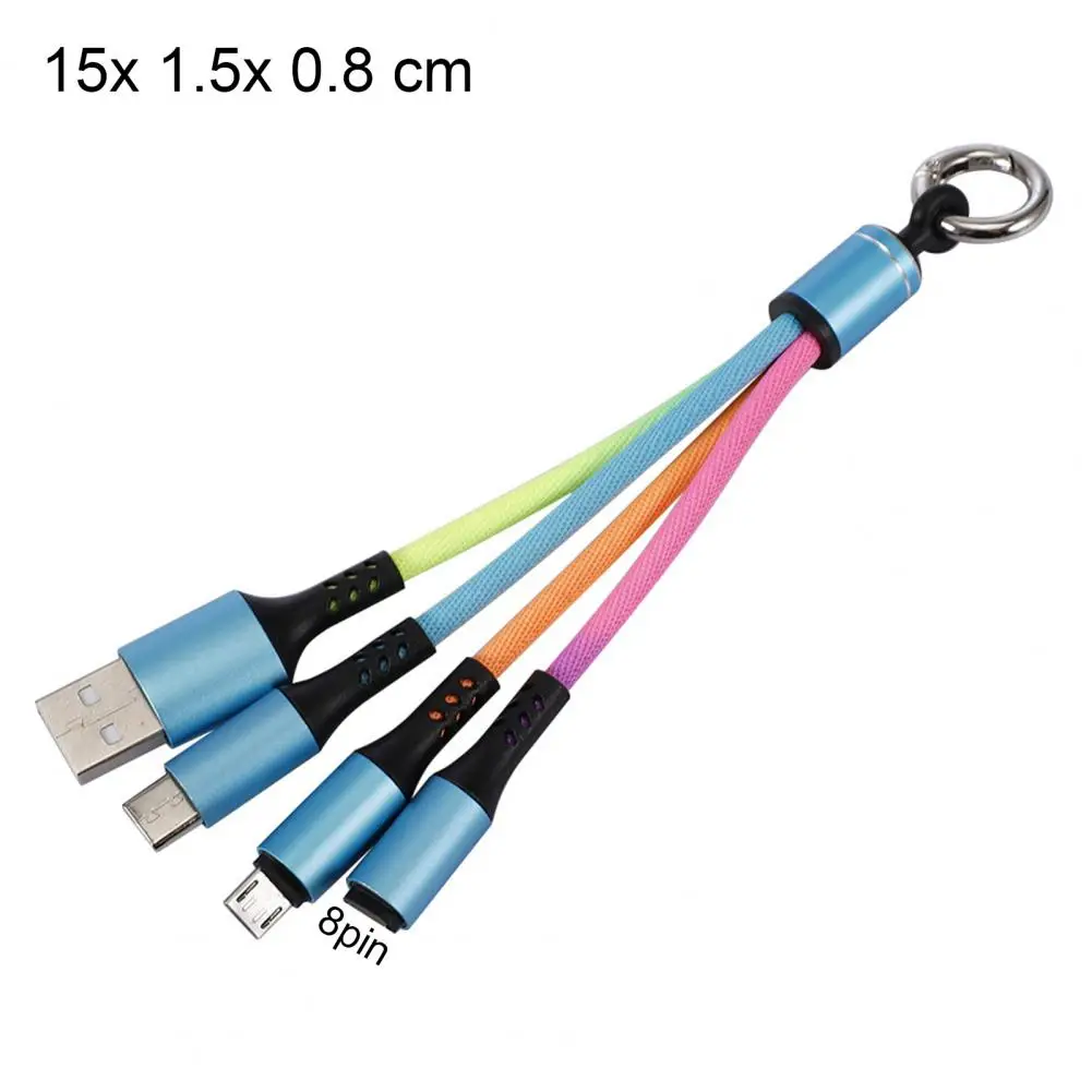 3 в 1 градиентный USB кабель для передачи данных Micro 8PIN Type C 15 см Радужный плетеный