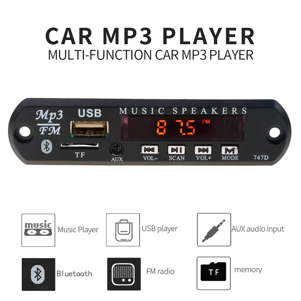 KEBIDU DC 12 В 5 в беспроводной Bluetooth аудио модуль MP3 WMA декодер плата USB FM TF радио для