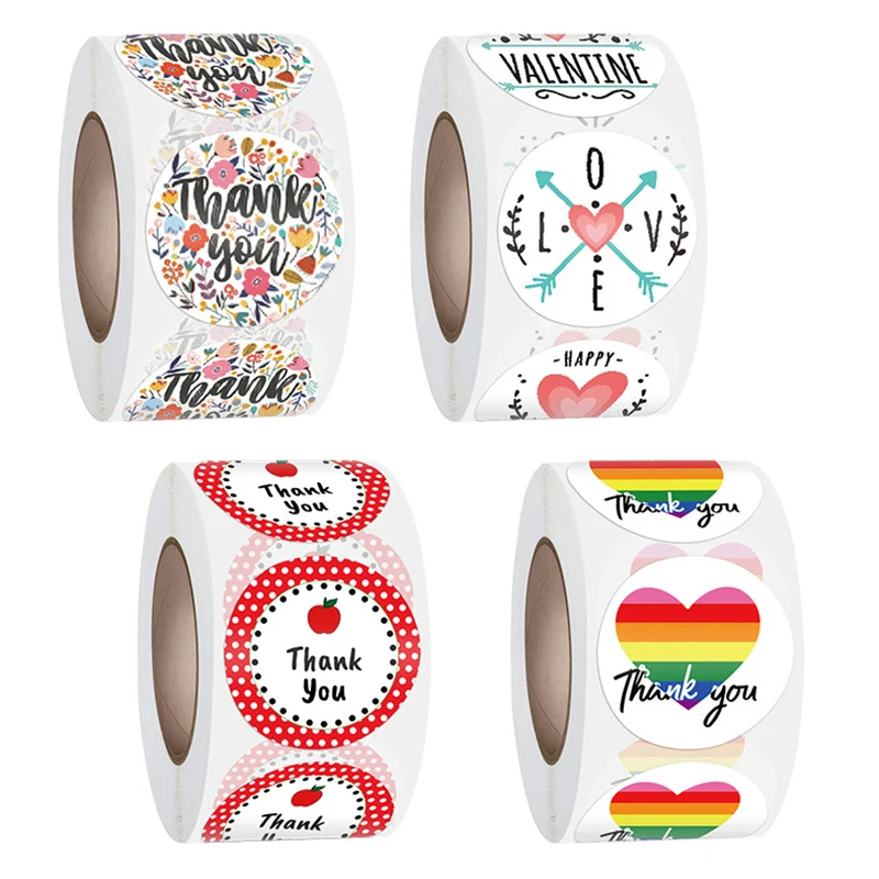 

500pcs/roll DIY Handmade With Love Thank You Stickers Labels Gift Packing Decor