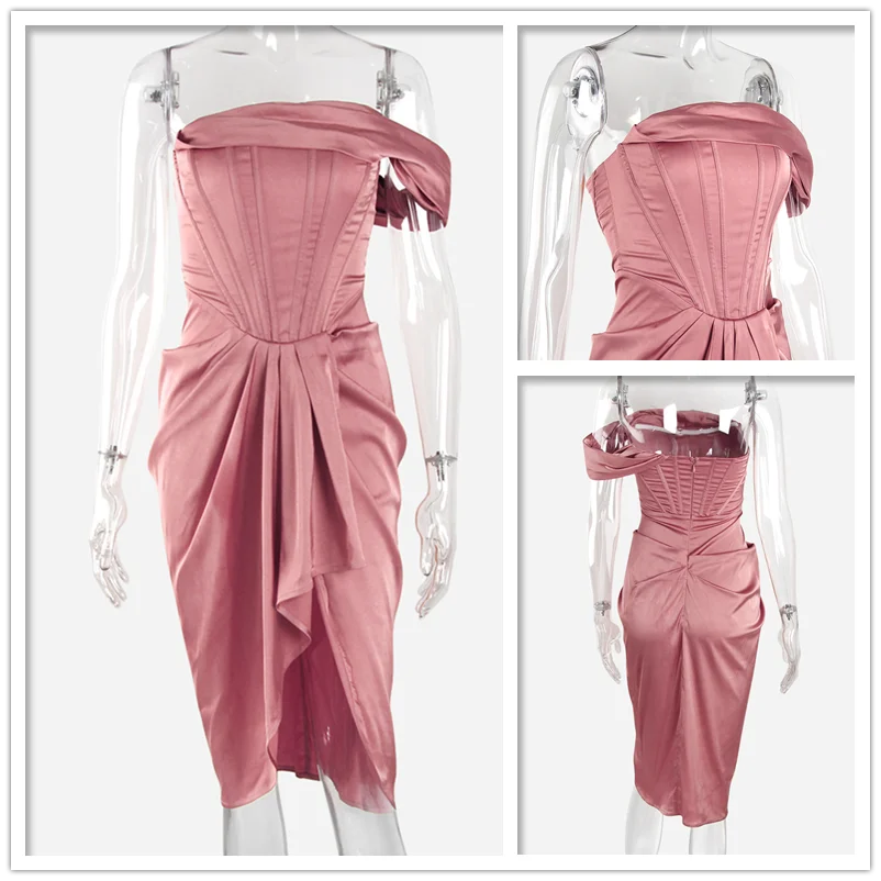 Townlike летнее платье средней длины на одно плечо женское пикантное вечернее с